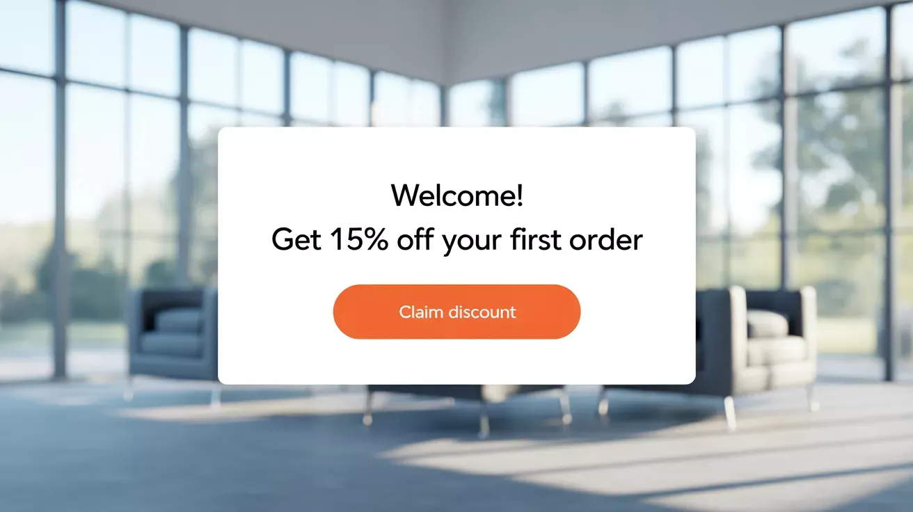 Welcome email discount popup example
